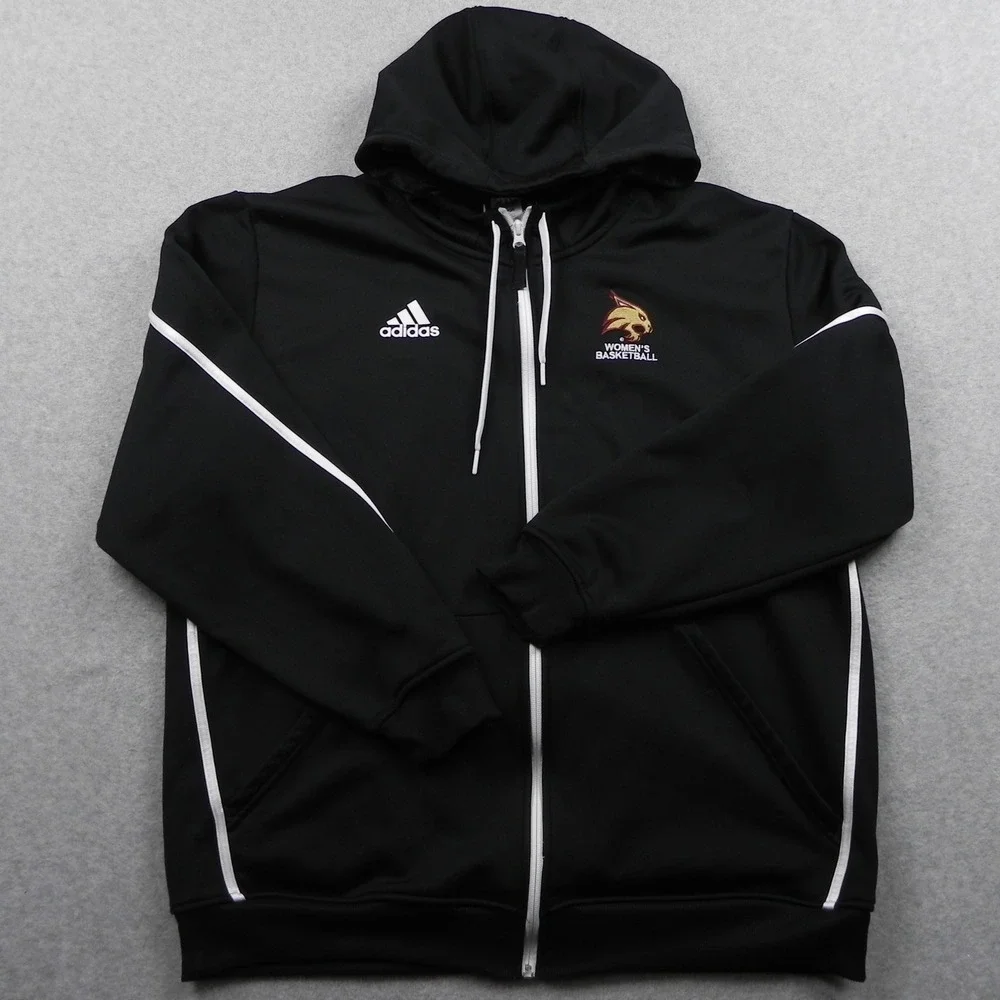 Adidas Hoodie Mens XLT Full Zip Black Womens Basketball Team Jacket Tall XL